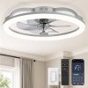 71DwZ7guVL._AC_SL1500_.jpg windphoto 23" Ceiling Fans with Lights and Remote for Bedroom, Grey | Low Profile Fan Light, 3000K-6000K Stepless Dimmable Fandelier, 6 Speed, Reversible DC Motor, APP & Remote Control, Low Noice