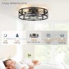 71DwsxBG1fL._AC_SL1500_.jpg windphoto 23" Black Caged Low Profile Ceiling Fan with Light and Remote | Flush Mount, Bladeless Enclosed Fandelier, 6 Speed, Quiet Powerful DC, Rustic,Farmhouse, Small, Bedroom, Kitchen, Indoor