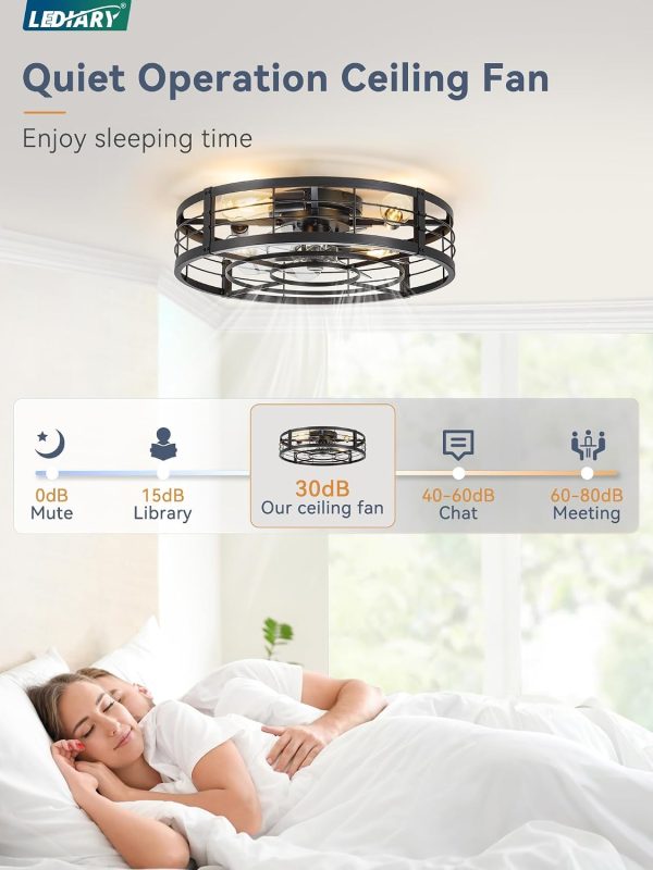 71DwsxBG1fL._AC_SL1500_.jpg windphoto 23" Black Caged Low Profile Ceiling Fan with Light and Remote | Flush Mount, Bladeless Enclosed Fandelier, 6 Speed, Quiet Powerful DC, Rustic,Farmhouse, Small, Bedroom, Kitchen, Indoor