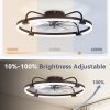 windphoto 24" Ceiling Fans with Lights and Remote, Low Profile Led Fan Light | Flush Mount, Stepless Dimmable Fandelier, 6 Speeds, 3 CCT, Quiet Reversible DC Motor, 2H Timer, Bedroom, Living Room, Brown