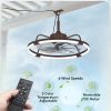 windphoto 24" Waterproof Brown Outdoor Ceiling Fan with Light for Gazebo | IP65 Wet Rated,APP Control,6-Speeds,3CCT Dimmable,Reverse DC Motor,Suitable for 12' x 14' Area,Plug In for Patio,Porch