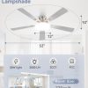 52 Inch Ceiling Fan with Lights and Remote, 30W 12" LED Panel Flush Mount Ceiling Fan, 6-Speed Quiet DC Motor Modern Low Profile Ceiling Fan with Reversible Blades for Bedroom, Living Room, Patio