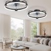 71ElFEPDufL._AC_SL1500_.jpg windphoto 2 Pack 20" Low Profile Ceiling Fans with Lights and Remote | Flush Mount, Stepless Dimmable Fandelier, 6 Speeds, 3 CCT, Quiet Reversible DC Motor, 2H Timer, Bedroom, Living Room, Black