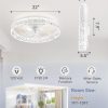 windphoto 22" Low Profile Ceiling Fans with Lights, APP & Remote, White | Flush Mount, Fandelier, 3000K-6000K, Dimmable LED, for Bedroom