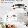 windphoto 24" Ceiling Fans with Lights and Remote, Low Profile Led Fan Light | Flush Mount, Stepless Dimmable Fandelier, 6 Speeds, 3 CCT, Quiet Reversible DC Motor, 2H Timer, Bedroom, Living Room, Brown