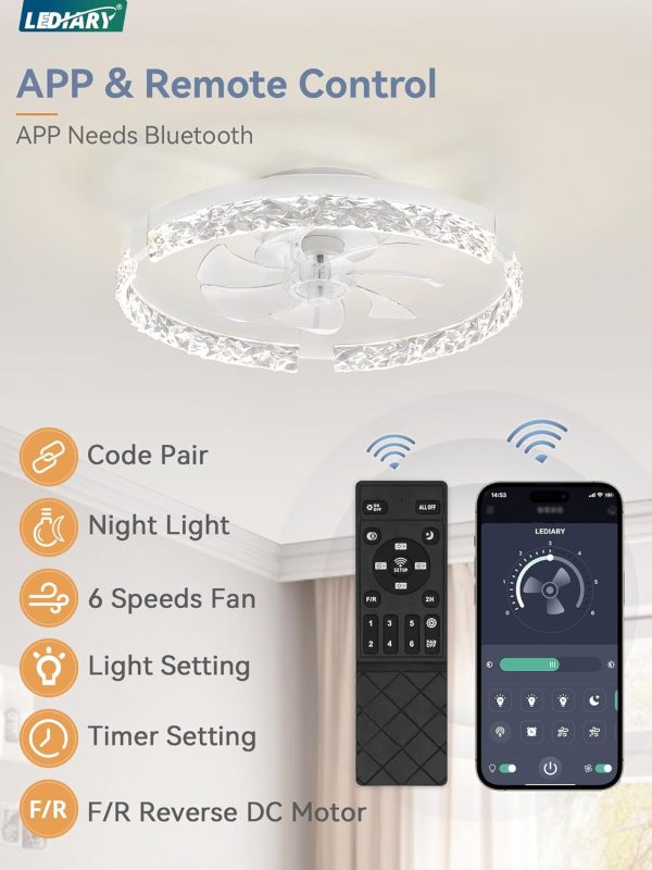 71FKADDKG9L._AC_SL1500_.jpg windphoto 16.5" Black Caged Ceiling Fan and 20" White Low Profile CCT Dimmable LED Ceiling Fan with Light & Remote, 6 Speed, Timing for Outdoor and Bedroom, Kitchen