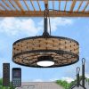 windphoto 20" Light Brown IP65 Waterproof Outdoor Ceiling Fan with Light | No Assembling,Remote&APP Control,3CCT Dimmable,6-Speeds,Boho Rattan, for Gazebo,Patio,Porch