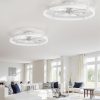 71G-FyqIeGL._AC_SL1500_.jpg windphoto 2 Pack 24" Ceiling Fans with Lights and Remote, Low Profile | Flush Mount, Stepless Dimmable Fandelier, 6 Speeds, 3 CCT, Quiet Reversible DC Motor, 2H Timer, Bedroom, Living Room, White