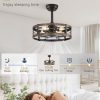 71G4TPhmZeL._AC_SL1500_.jpg windphoto 18 inch Caged Fandelier Ceiling Fan Light with Remote, Black Gold | 6 Speed Adjustable,Timing, Quiet & Powerful DC, Small, Farmhouse, Industrial, Enclosed, Bladeless, Bedroom, Kitchen, Downrod