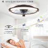 windphoto Ceiling Fan with Light 20" Low Profile Fandelier with Remote Brown | 6 Speeds, Reversible, Dimmable Flush Mount Fan Light, Modern Ceiling Fan with Lights for Bedroom Bladeless