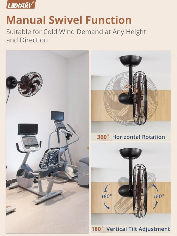 71GHfKLDZuL._AC_SL1500_.jpg windphoto 16 Inch Small Wall Mount Fan and Remote with Plug in Cord, Walnut | 6 Speed, Adjustable Tilt, Timing, Reversible, Wall Mounted Fan, Indoor, Tabletop, Garage, Shop, Corner Gym, Bedroom, Office