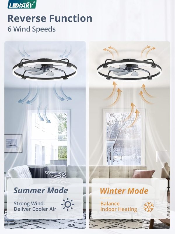 71GJ2nkJhAL._AC_SL1500_.jpg windphoto 30" Ceiling Fans with Lights and Remote, Low Profile Led Fan Light | Flush Mount, Stepless Dimmable Fandelier, 6 Speeds, 3 CCT, Quiet Reversible DC Motor, 2H Timer, Bedroom, Living Room, Black