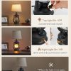 windphoto 18.72" Blow-Controlled LED Lantern Flickering Flame Table Lamps for Bedrooms Set of 2, Small Farmhouse Rustic Black End Table Lamps, Halloween Decorative Lantern Bedside Lamps for Living Room