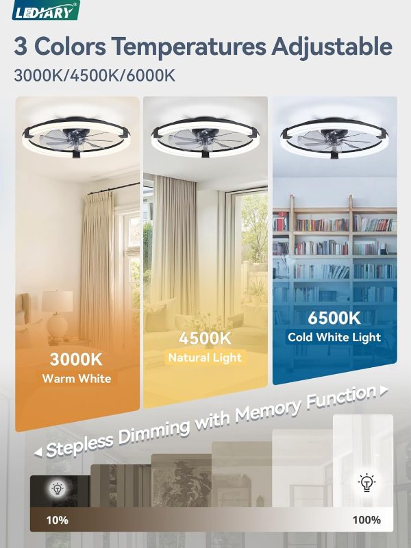 71GijpQP2CL._AC_SL1500_.jpg Ceiling Fans with Lights 23 Inch Low Profile Fandelier with Remote Black | 6 Speeds, Reversible, Dimmable Flush Mount Fan Light, Modern Ceiling Fan with Lights for Bedroom Bladeless