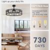 windphoto 30 inch Fandelier Caged Ceiling Fan with Light and Remote, Black | 6 Speed Adjustable,Timing, Quiet & Powerful DC, Large, Farmhouse, Industrial, Enclosed, Bladeless, Bedroom, Kitchen, Downrod