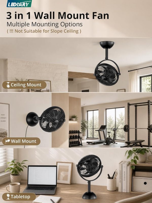71Gpq40Hx0L._AC_SL1500_.jpg windphoto 10" Small Wall Mount Fan with Remote Plug in Cord, Black | 6 Speed, Timing, Reversible, Adjustable Tilt, Indoor, Tabletop, Ceiling fan, Corner Fans, Basement Workshop Tool Room Garage