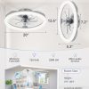 windphoto 20" Ceiling Fans with Lights and Remote for Bedroom, Grey | RGB Low Profile Fan Light, 3000K-6000K Stepless Dimmable, 6 Speed, Reversible DC Motor, APP & Remote Control, Low Noice