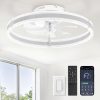 windphoto Ceiling Fans with Lights and Remote, 20'' Low Profile Ceiling Fan with Light, 3000-6000K Dimmable Fandelier Ceiling Fans, Modern Flush Mount Fan Light for Bedroom with 6 Wind Speeds- White | 3000-6000K Dimmable LED, 6 Wind Speeds, Quiet Reversible DC Motor, Small Flush Mount Fandelier for Bedroom, Living Room