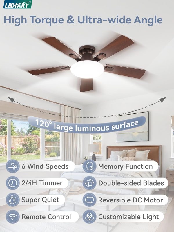 71HTs9oaqbL._AC_SL1500_.jpg windphoto 42 Inch Flush Mount Ceiling Fans with Lights, Remote & APP Control | Bright Light, 3CCT, Dimmable, Memory Function, Timer, Reversible Blade, Quiet DC Motor, Damp-Rated, Bedroom, Covered Patio