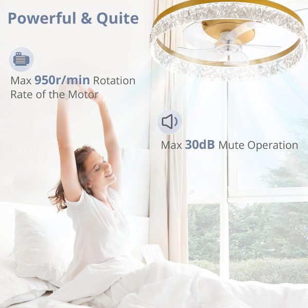 71I6aW8aOtL._AC_SL1500_.jpg windphoto 22" Ceiling Fans with Lights and Remote, Fandelier Gold | 3CCT, 6 Speeds, Dimmable Low Profile, Flush Mount Ceiling Fan, Timer, Reversible, Memory, Bedroom, Living Room, Kitchen
