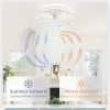 windphoto 22" Low Profile Ceiling Fans with Lights, APP & Remote, White | Flush Mount, Fandelier, 3000K-6000K, Dimmable LED, for Bedroom