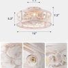 windphoto 16in Caged Low Profile Ceiling Fan Light with Remote White Gold | Flush Mount, Farmhouse, Bladeless Enclosed Fandelier, Small, 6 Speed, Quiet Reversible DC, Bedroom, Kitchen, Living Room,