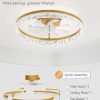 windphoto 20" Modern Ceiling Fans with Lights and Remote, Dimmable Low Profile Ceiling Fan, Flush Mount Fan, Stepless Color Temperature Change and 6 Speeds - Gold | Fandelier, Dimmable Low Profile, Flush Mount, Stepless Color Temperature Change, 6 Speeds, Bedroom, Living Room, Kitchen