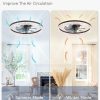 windphoto 20" Modern Ceiling Fans with Lights and Remote, Dimmable Low Profile Ceiling Fan, Flush Mount Ceiling Fan, Stepless Color Temperature Change and 6 Speeds - Brown | Fandelier, Dimmable Low Profile, Flush Mount, Stepless Color Temperature Change, 6 Speeds, Bedroom, Living Room, Kitchen