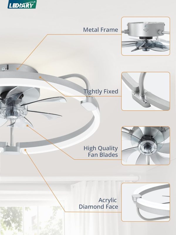 71Iv34bkZPL._AC_SL1500_.jpg windphoto 2 Pack 20" Low Profile Ceiling Fans with Lights and Remote | Flush Mount, Stepless Dimmable Fandelier, 6 Speeds, 3 CCT, Quiet Reversible DC Motor, 2H Timer, Bedroom, Living Room, Grey