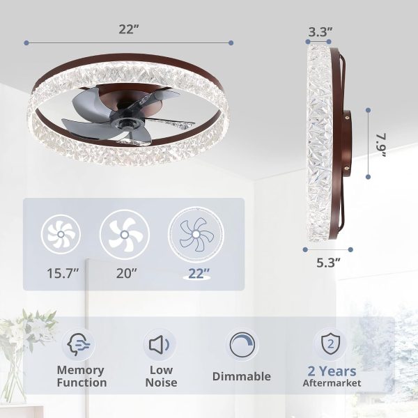 71JD7qbHp4L._AC_SL1500_.jpg windphoto 22" Ceiling Fans with Lights and Remote, Fandelier Brown | 3CCT, 6 Speeds, Dimmable Low Profile, Flush Mount Ceiling Fan, Timer, Reversible, Memory, Bedroom, Living Room, Kitchen