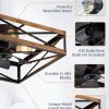 windphoto 23 Caged Flush Mount Square Ceiling Fans with Lights and Remote | 6 Speed and Reversible, Small Farmhouse Rustic Bladeless Ceiling Fan Low Profile for Bedroom, Kitchen, Dining Room
