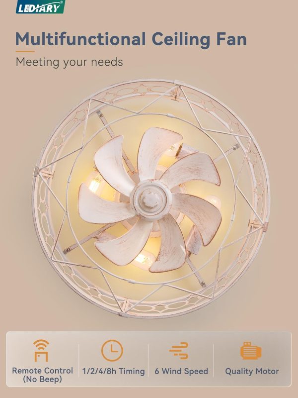 71JYpd0H2mL._AC_SL1500_.jpg windphoto 20 inch Fandelier Caged Ceiling Fan with Light, Bladeless Ceiling Fan with Remote, Farmhouse Fan Lights Ceiling Fixtures for Kitchen, Bedroom, Outdoor(6 Speed, Timing)