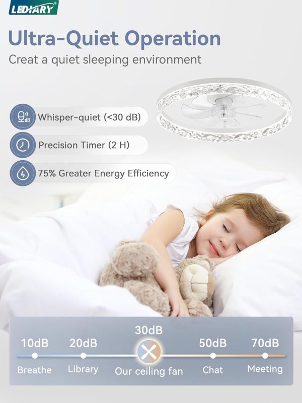 71JZ1SXrjUL._AC_SL1500_.jpg windphoto 20" Modern Ceiling Fans with Lights and Remote, White Fandelier | Dimmable Low Profile, Flush Mount Ceiling Fan, Stepless Color Temperature Change, 6 Speeds, Bedroom, Living Room, Kitchen