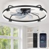 windphoto 30" Low Profile Ceiling Fans with Lights, Remote/APP Control, Black | Wider Airflow, Stepless Dimmable LED, Quiet Reversible DC Motor, 6 Speeds, 3CCT, Timer, Bedroom, Living Room, Kitchen