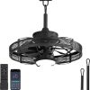 windphoto 20" Black IP65 Waterproof Outdoor Ceiling Fan with Light for Patios | APP&Remote Control,6-Speeds,3CCT Dimmable,Reverse DC Motor, Suitable for 10' x 12' Area,for Gazebo,Porch
