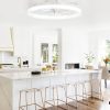 windphoto 20" Low Profile Ceiling Fans with Lights, APP & Remote, White | Flush Mount, Dimmable LED, Quiet DC Motor, Reversible, 6 Speeds, Fandelier, for Bedroom