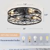 71KUVkXoBiL._AC_SL1500_.jpg windphoto 20" Caged Ceiling Fan with Light, Flush Mount Fandalier with Remote | Low Profile, Farmhouse Small, Bladeless Industrial, Quiet DC Motor, App Control for Bedroom, Kitchen, Dining Room, Black