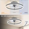 windphoto Ceiling Fans with Lights and Remote, 20'' Low Profile Ceiling Fan with Light, 3000-6000K Dimmable Fandelier Ceiling Fans, Modern Flush Mount Fan Light for Bedroom with 6 Wind Speeds-Sandy Gray | 3000-6000K Dimmable LED, 6 Wind Speeds, Quiet Reversible DC Motor, Small Flush Mount Fandelier for Bedroom, Living Room