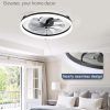 windphoto 23" Low Profile Ceiling Fans with Lights, APP & Remote, Black | Flush Mount, Dimmable LED, Quiet DC Motor, Reversible, 6 Speeds, Fandelier, for Bedroom