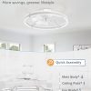 windphoto 24'' Modern Low Profile Ceiling Fans with Lights and Remote, White | 3000-6000K Dimmable LED, 6 Wind Speeds, Quiet Reversible DC Motor, Small Flush Mount Fandelier for Bedroom, Living Room