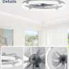 windphoto 24" Ceiling Fans with Lights, Low Profile Fandelier for Bedroom | Flush Mount Fan Light, Stepless Dimmable, App/Remote Control, 3 CCT Led, 6 Speeds, Quiet Reversible DC Motor, Grey