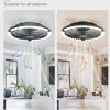 windphoto 20" Low Profile Bladeless Ceiling Fan with Light, Remote&APP, Black | Flush Mount, 6 Speed Adjustable, 3000-6000K Dimmable LED, Modern Enclosed Fandelier with Timming, Bedroom, Kids Room