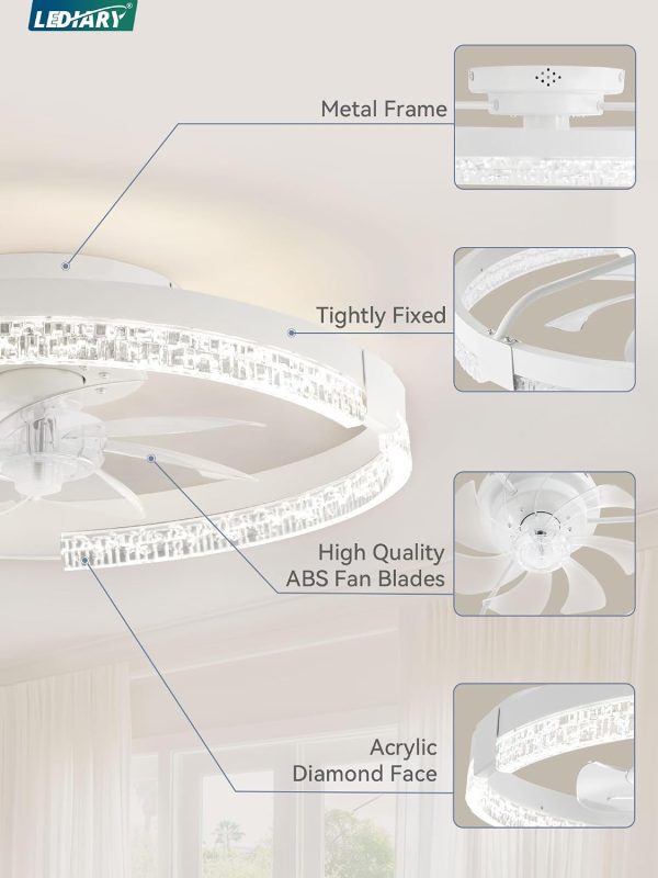 71MByNlfnqL._AC_SL1500_.jpg windphoto 19.7" Low Profile Ceiling Fans with Lights, APP & Remote, White | Flush Mount, Dimmable LED, 3000-6000K, Fandelier, 6 Speeds, for Bedroom