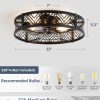71MXxocHzzL._AC_SL1500_.jpg windphoto 23" Caged Ceiling Fan with Light and Remote, Large Fandalier, Black | Flush Mount Low Profile, APP Control, Bladeless Industrial Enclosed, Quiet & Powerful for Bedroom, Kitchen, Dining Room