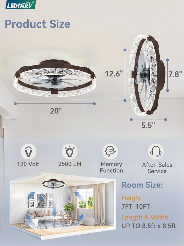 71Mic09mZhL._AC_SL1500_.jpg windphoto 20 Inch Low Profile Ceiling Fans with Lights and Remote, Fandelier Ceiling Fan Flush Mount, 3000K-6000K Dimmable LED Fan Light, Brown Modern Ceiling Fans with Lights for Bedroom | Flush Mount, Fandelier, 3000K-6000K, Dimmable LED, for Bedroom