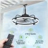 windphoto 24" Waterproof Black Outdoor Ceiling Fan with Light for Gazebo | IP65 Wet Rated,APP Control,6-Speeds,3CCT Dimmable,Reverse DC Motor,Suitable for 12' x 14' Area,Plug In for Patio,Porch