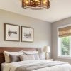 windphoto 23" Caged Low Profile Enclosed Ceiling Fan Light with Remote | Flush Mount, Bladeless Enclosed Fandelier, 6 Speed, Quiet Reversible DC, Rustic, Victorian, Rustic, Bedroom, Kitchen