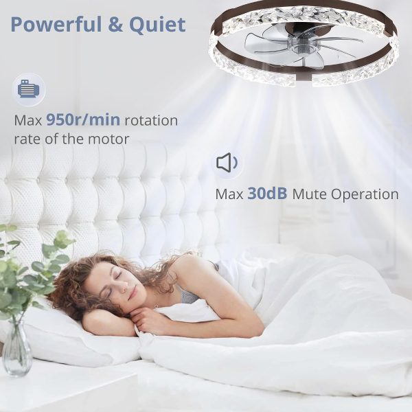 71NHFd6C6L._AC_SL1500_.jpg windphoto 2 Pack 20" Modern Ceiling Fans with Lights and Remote, Brown | Fandelier, Dimmable Low Profile, Flush Mount, Stepless Color Temperature Change, 6 Speeds, Bedroom, Living Room, Kitchen