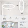 windphoto 20" Ceiling Fans with Lights and Remote for Bedroom, White | Low Profile Fan Light, 3000K-6000K Stepless Dimmable Fandelier, 6 Speed, Reversible DC Motor, APP & Remote Control, Low Noice