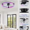 71NqP3zj5BL._AC_SL1500_.jpg windphoto Ceiling Fan with Light,23inch Low Profile Fandelier with Remote RGB | RGB,6 Speeds, Reversible DC Motor, Dimmable Flush Mount Fan Light, Modern fans for Bedroom